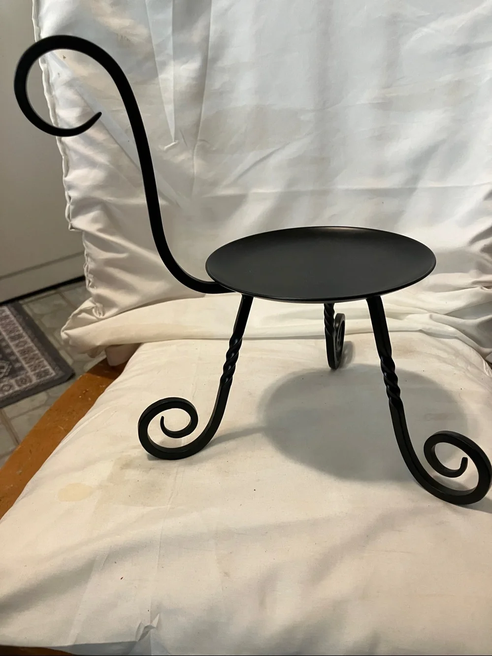 New. Partylite  black wrought iron , chair style design 10”-6”